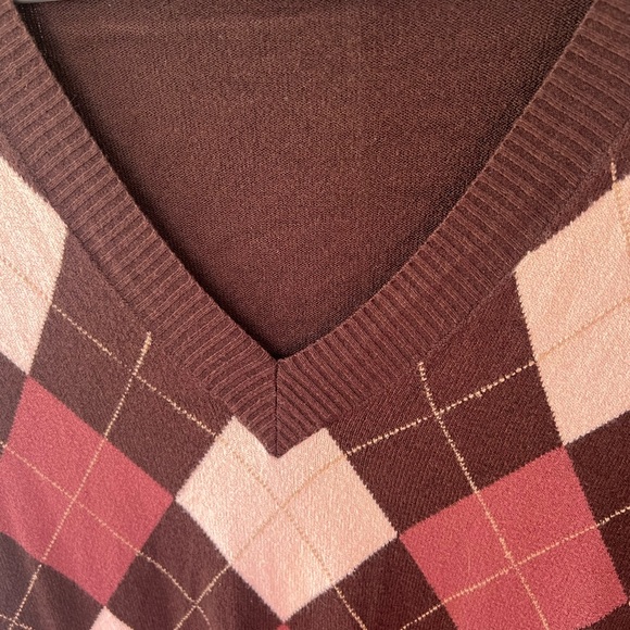 Chado argyle sweater pink brown cute y2k preppy chic classy 2000s sweet ๐๐ - Picture 4 of 5